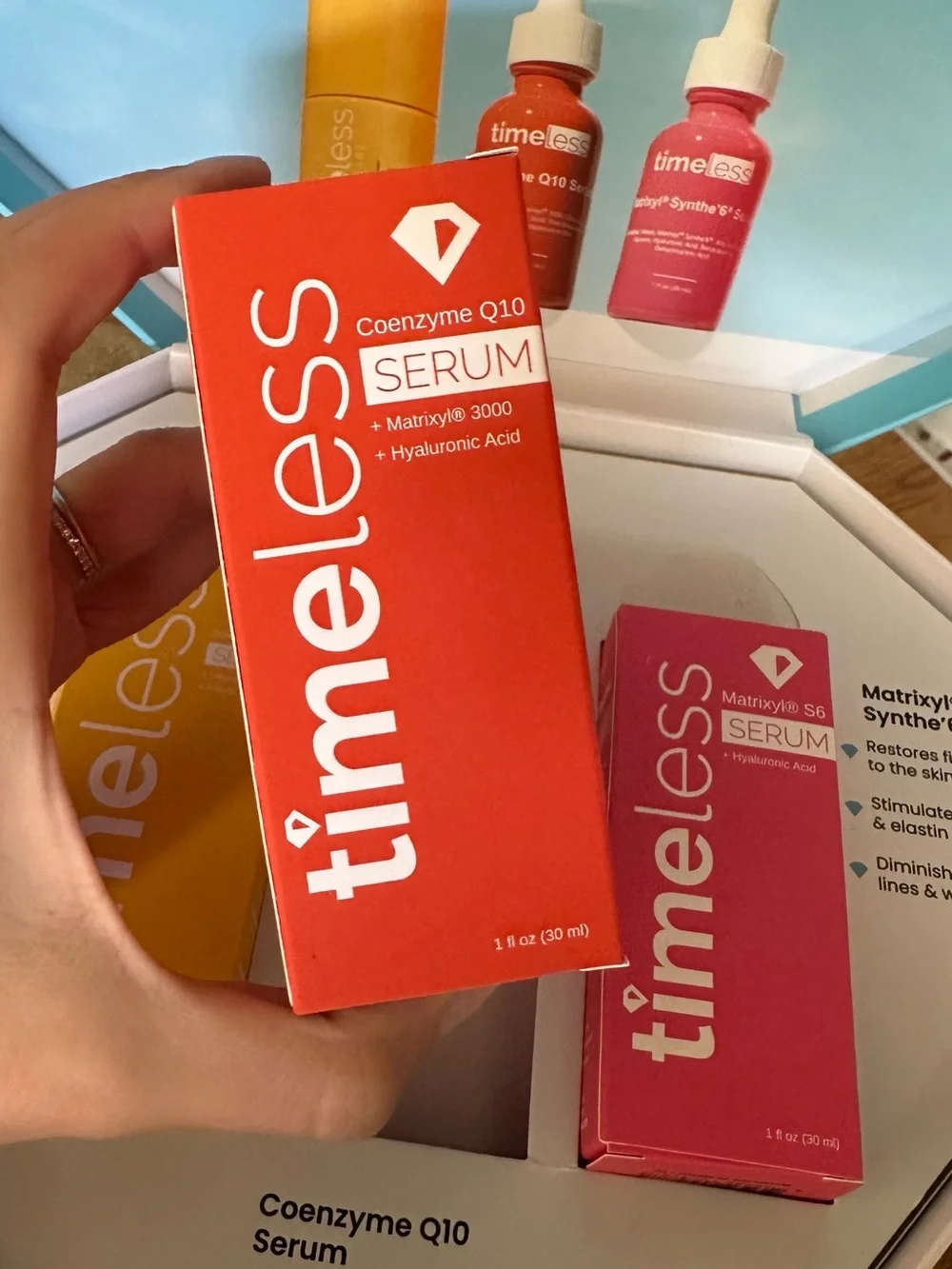 NIB Timeless Skincare Vitamin C + CoQ10 Serum Set — Yellow, Orange & Pink